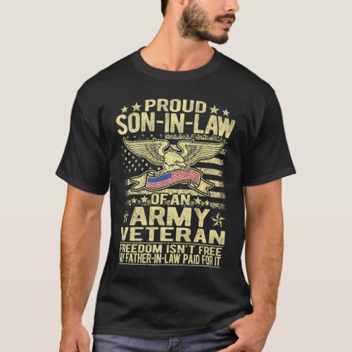 Mens Proud Son_In_Law Of Military Army Veteran Fre T_Shirt