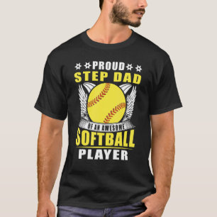 Mens Proud Step dad Of An Awesome Softball Player  T-Shirt