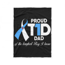 Mens Proud T1d Dad Of Son Diabetes Awareness Diabe Fleece Blanket