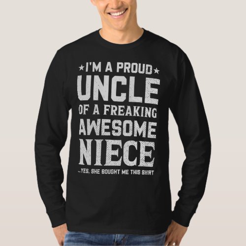 Mens Proud Uncle Of Awesome Niece For Men Cool Vin T_Shirt