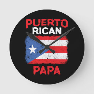 Mens Puerto Rico Boricua Latino Papa Fathers Day Round Clock