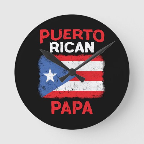 Mens Puerto Rico Boricua Latino Papa Fathers Day Round Clock