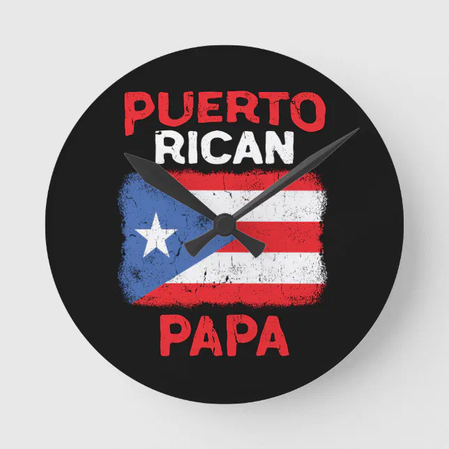 Mens Puerto Rico Boricua Latino Papa Fathers Day Round Clock | Zazzle