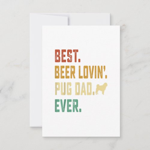 Mens Pug Dog Lover _ Best Beer Loving Pug Dad RSVP Card
