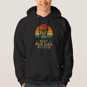 Mens Pug Dog Vintage Best Pug Dad Father's Day Hoodie