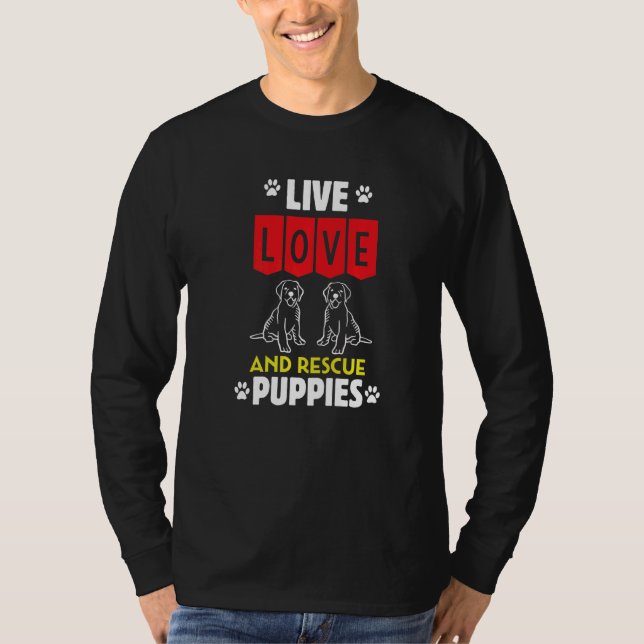 Mens Puppy Adoption Live Love And Rescue Dogs Anim T-Shirt (Front)