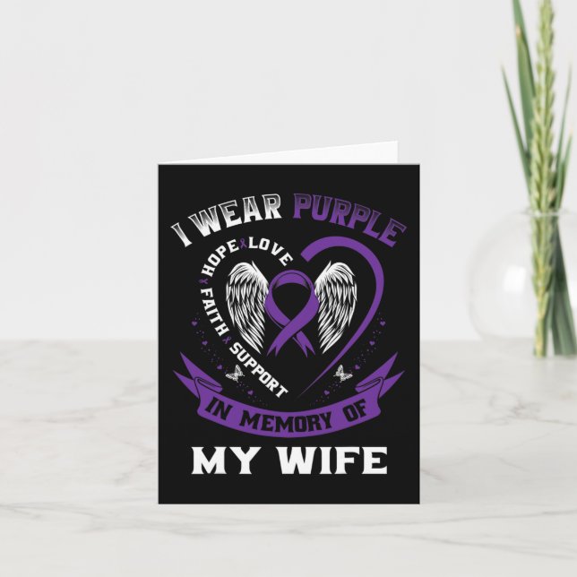 Mens Purple In Memory Of Wife Pancreatic Cancer Aw Card (Front)
