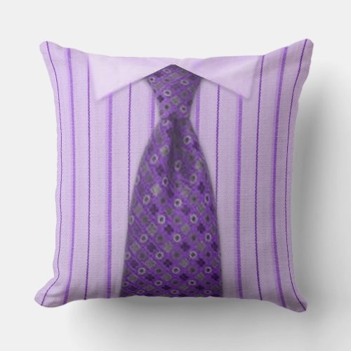Mens Purple Shirt  Tie Novelty Throw Pillow