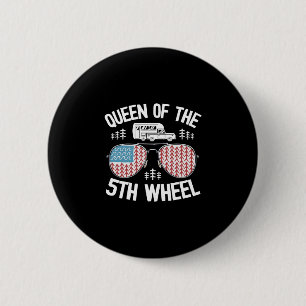 Mens queen of the 5th wheel camper american flag button