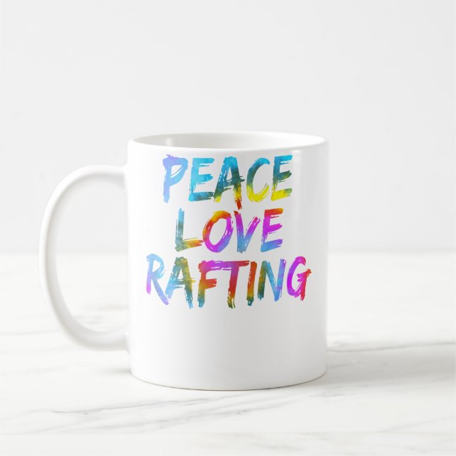 Mens Rafting Outfit Spruch Raftingboot Peace Love  Coffee Mug (Left)