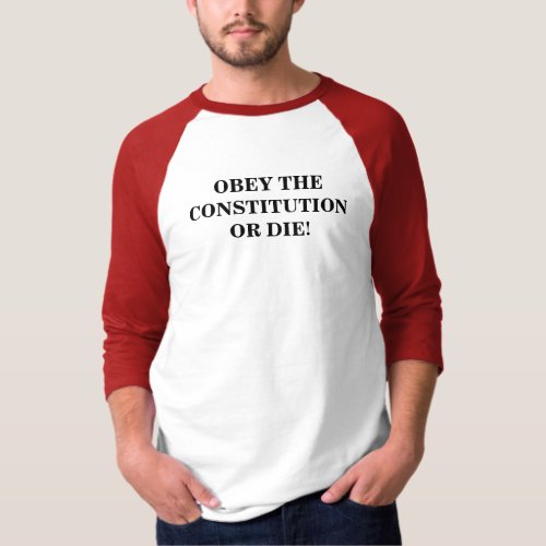 Mens Raglan 34 Sleeve T_Shirt w Obey The Constit