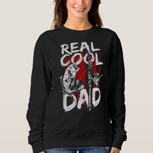 Mens Real Cool Dad Us Flag Fishing Sweatshirt