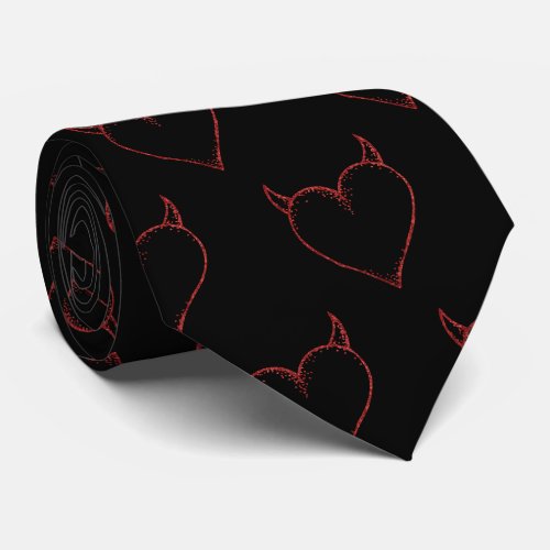 Mens Red and Black Horned Heart Tie