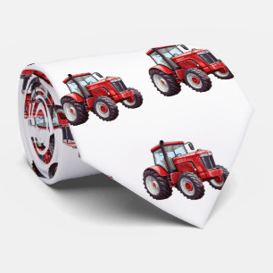 Men's Red Farm Tractor Neck Tie