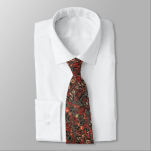 Men's Red Peacock Paisley France  Neck Tie