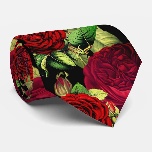 Mens Red Rose / Groomsmen  Neck Tie (Rolled)