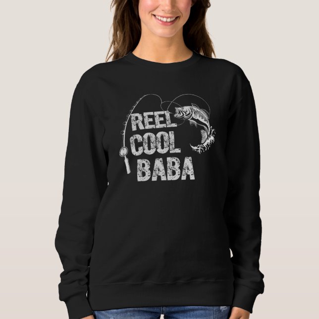 Mens Reel Cool Baba Design With Fish And Fishing R Sweatshirt (Front)