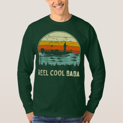 Mens Reel Cool Baba Fishing s Funny Fathers Day T_Shirt