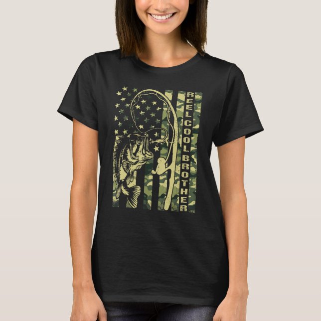 Mens Reel Cool Brother Camouflage American Flag Fa T-Shirt (Front)
