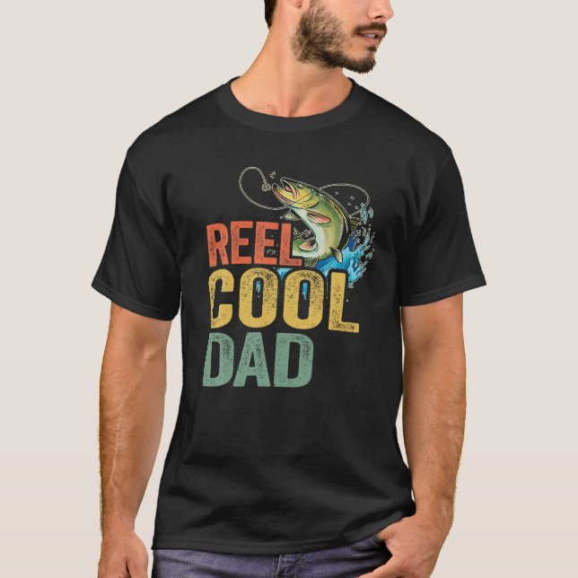 Mens Reel Cool Dad Bass Fish Grandpa Fisherman Dad T-Shirt (Front)