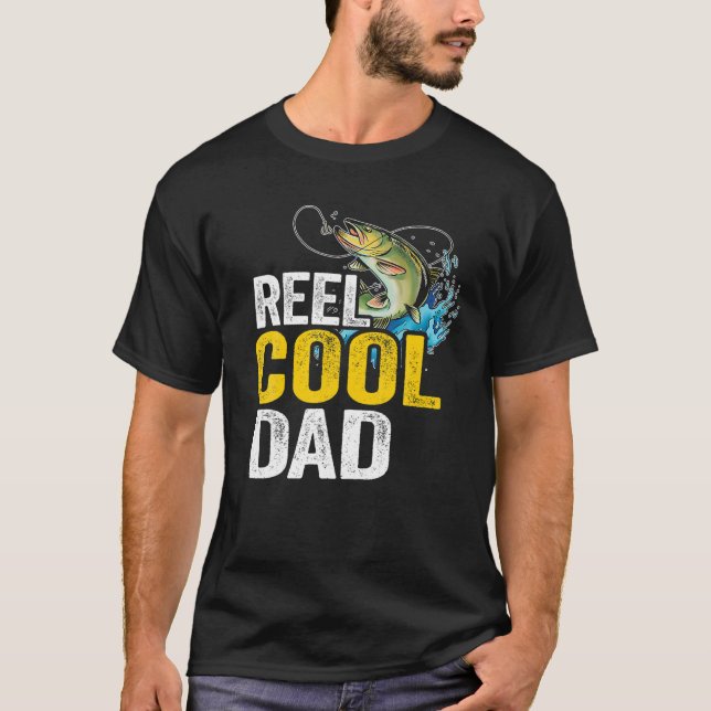 Mens Reel Cool Dad Bass Fish Grandpa Fisherman Dad T-Shirt (Front)