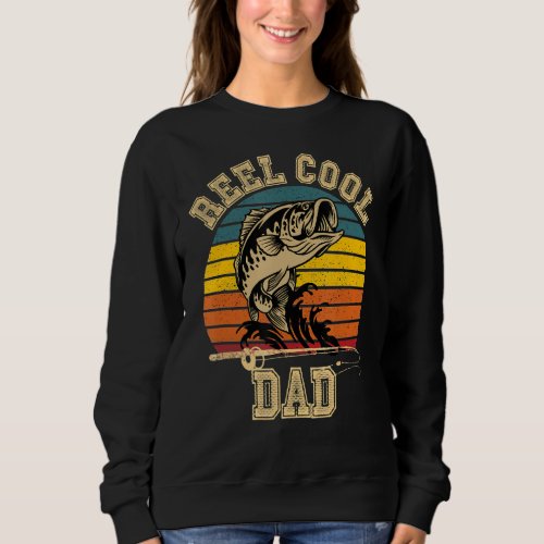 Mens Reel Cool Dad Fisherman Fathers Day Fishing  Sweatshirt