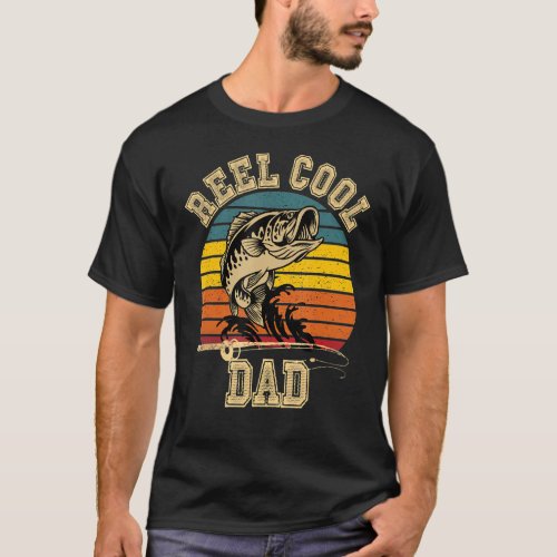 Mens Reel Cool Dad Fisherman Fathers Day Fishing  T_Shirt