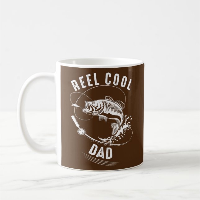 Mens Reel Cool Dad Fishing Father's Day Fisherman Coffee Mug (Left)