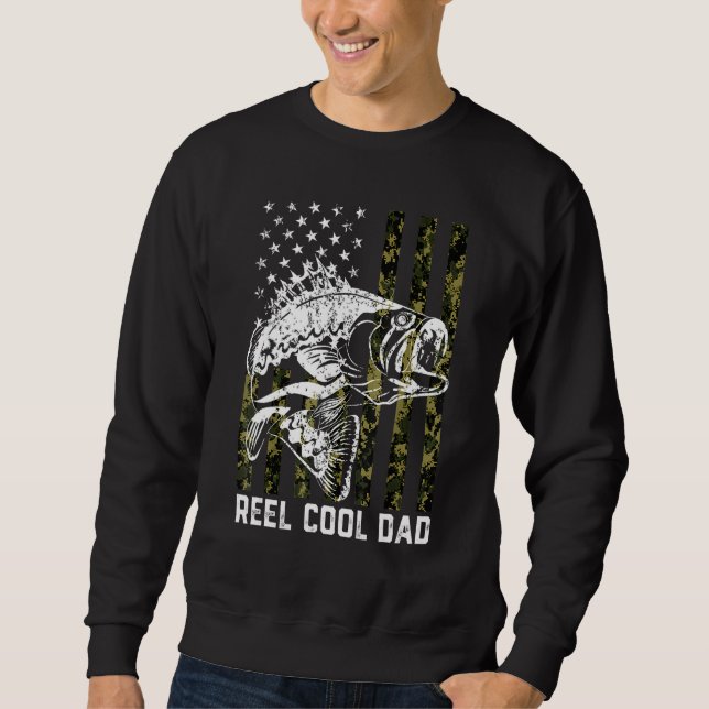 Mens REEL COOL DAD Fishing Father's Day Gift 4th o Sweatshirt (Front)