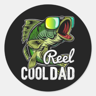 Mens Reel Cool Dad Fishing Sunglasses Funny Classic Round Sticker