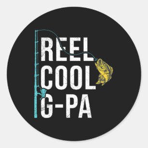Mens Reel Cool G-pa Fishing Shirt Funny Grandpa Fa Classic Round Sticker