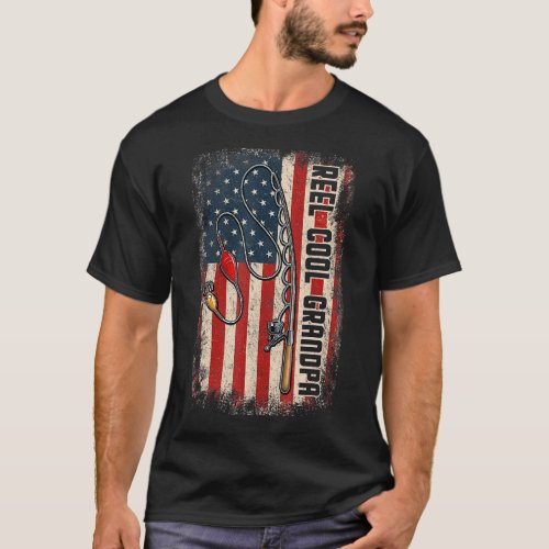 Mens Reel Cool Grandpa American Flag Fishing Chris T_Shirt