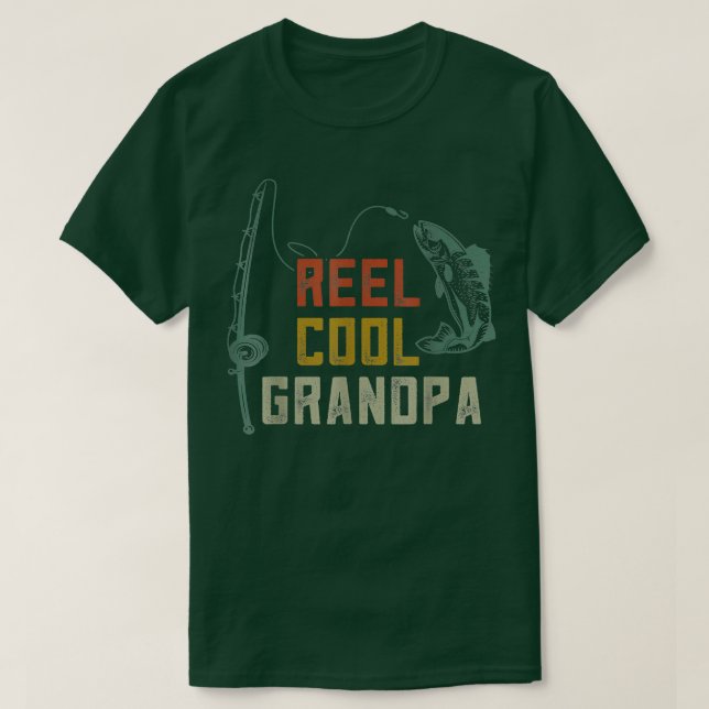 Mens Reel Cool Grandpa Fishing Shirts Fun Fathers  (Design Front)