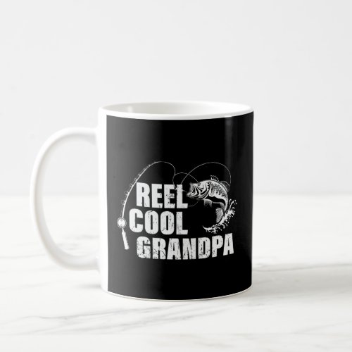 Mens Reel Cool Grandpa  with Fish and Fishing Rod  Coffee Mug