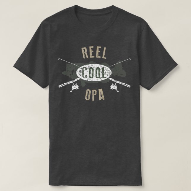 Mens Reel Cool Opa , Cute Fishing Father's Day Gif T-Shirt (Design Front)