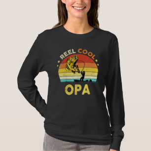 Mens Reel Cool Opa Fisherman Dad Opa Fathers Day F T-Shirt