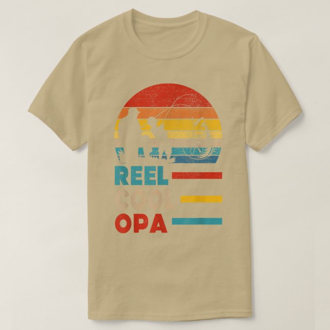 Mens Reel Cool Opa Fisherman Daddy Father Day Gift T-Shirt (Design Front)