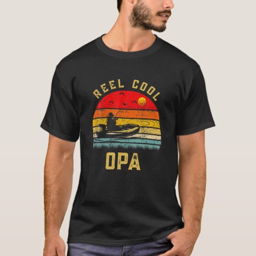 Mens Reel Cool Opa Fishing Lover Gift For Fathers T_Shirt