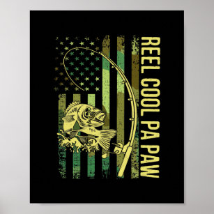 Mens Reel Cool Pa Paw American Flag Fisherman Poster