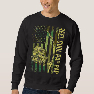 Mens Reel Cool Pap Pap American Flag Fisherman Ree Sweatshirt