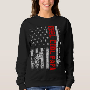 Mens Reel Cool Papa American Flag Family Fathers D Sweatshirt