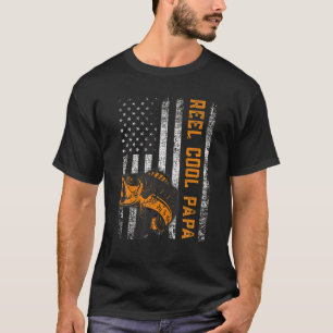 Mens Reel Cool Papa Flag Fishing Funny Fathers Day T-Shirt