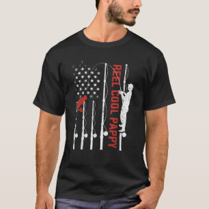 Mens Reel Cool Pappy American Flag Fish Fishing Fa T-Shirt