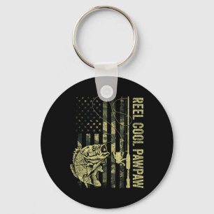 Mens Reel Cool Pawpaw Camouflage American Flag Fat Keychain