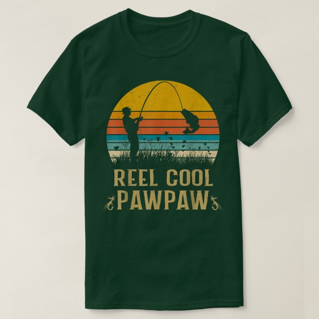 Mens Reel Cool Pawpaw Fishing Shirts, Fun Fathers  T-Shirt (Design Front)