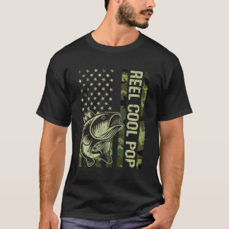 Mens Reel Cool Pop Camouflage American Flag Father T-Shirt
