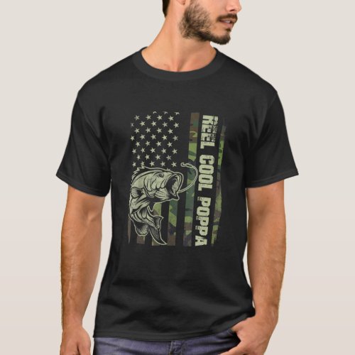 Mens Reel Cool Poppa Camouflage American Flag Fath T_Shirt