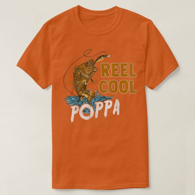 Mens Reel Cool Poppa Fishing Shirts, Fun Fathers D T-Shirt (Design Front)