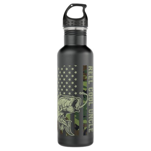 Mens Reel Cool Uncle Camouflage American Flag Funn Stainless Steel Water Bottle