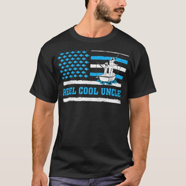 Mens Reel Cool Uncle Usa Flag Fishing Uncle Father T-Shirt (Front)